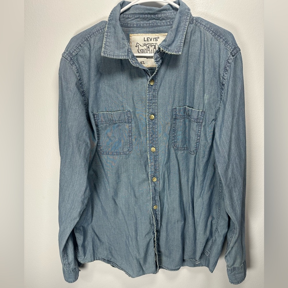 Men’s Levi’s Workwear Chambray Button Up Shirt XL (2003 Y2K)